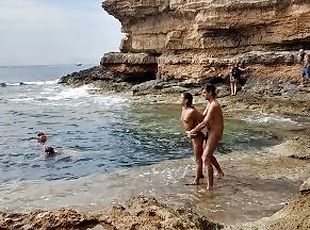 nudist, in-afara, public, amatori, cuplu, plaja, futai