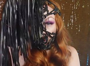 Asmr beautiful Arya Grander in 3D latex mask with leather gloves - Free erotic video sfw