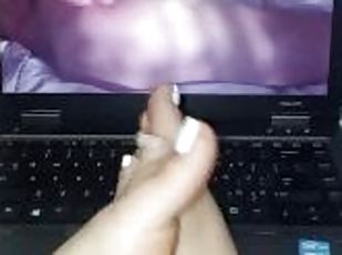 I love watching porn and masturbating my feet